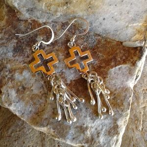 Sterling Silver Cross EARRINGS with dangles